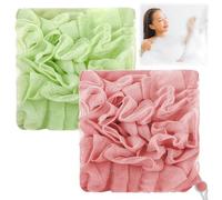 Set de baño 2 en 1 con esponja vegetal | Esponja exfoliante lavable + Bola de baño con cordón para una piel suave y exfoliante