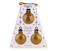 Set de baño Accentra WINTER MAGIC en cofre, incluye gel, regalo Navidad mujeres, aroma Almizcle de Vainilla, color blanco/oro/negro