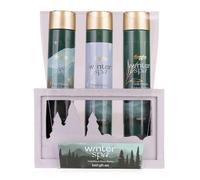 Set de baño Accentra WINTER SPA en caja madera, incluye gel, aceite de baño, sales, regalo Navidad mujeres, aroma Pino Fresco y Bayas Invernales, verde/oro/blanco