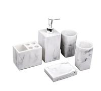 Set De BañO Juego de Accesorios de baño de imitación de Resina y mármol, Soporte for Cepillo de Dientes, jabón, Taza for Enjuague bucal, Botella de champú, Juego de Lavado for el hogar