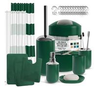 Set de bao Clara Clark: juego de accesorios de bao verde juego de bao con cortina de ducha y alfombras de 23 piezas de cortina de ducha con jabn