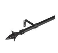 Set de barra de cortina extensible de 122 a 211 cm, 2 escuadras y 2 terminales negro de metal y plástico ABS