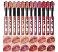 Set de barra de labios mate aterciopelada, barra de labios ultramate, pigmento de color intenso, larga duración, resistente a la transferencia, no reseca, color de labios infundido (TODOS, 12PCS)