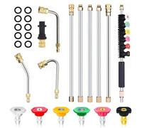Set de Barras Telescópicas para Hidrolimpiadora, 10 Piezas Lanzas de Acero Inoxidable con Adaptador Compatible con Serie Kärcher K, 6 Boquillas + 3 Barras Curvas (30°, 90°, 120°), Conexión Rápida 1/4"