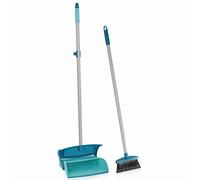 Leifheit Set de Escoba con Palo y Recogedor Cerrado Plegable | Recogedor con cámara que se cierra al apoyar, cerdas bifurcadas, articulación ajustable, palo largo, colgable