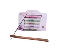Set de barritas de Incienso con Quemador de Madera. Pack de 5 fragancias variadas de Varillas de Incienso con Certificado de Calidad Natural