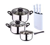 Set de baterías de cocina toledo 5pc aptas para inducción+ bergner naturally set de 3 cuchillos con tacoma en acero inoxidable 9 cm