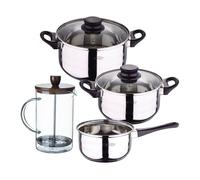 Set de baterías de cocina toledo 5pc aptas para inducción+ cafetera de émbolo de vidrio borosilicato 15,8x10x18,8cm noia san ignacio 16 cm