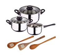 Set de baterías de cocina toledo 5pc aptas para inducción+ san ignacio agros set 3pc utensilios cocina madera acacia