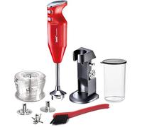 Set de batidora de mano bamix M200 Chef’s Favorite incluye soporte, 1 vaso, 3 accesorios, picadora, cepillo de limpieza, 200 W, Fabricado en Suiza, rojo/cromo
