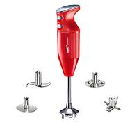 bamix Batidora de mano M350 MAXX con cuchillas multifunción, Carne, Verdura, Mezclador, Disco giratorio de acero inoxidable, 350 W, 2 veloc., Made in Switzerland, Rojo/cromado
