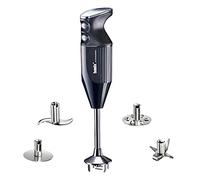 bamix Batidora de mano M350 MAXX con cuchillas multifunción, Carne, Verdura, Mezclador, Disco giratorio de acero inoxidable, 350 W, 2 veloc., Made in Switzerland, Negro/cromado