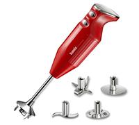 Set de batidora de mano bamix M350 MAXX con cuchillas multifunción, carne y verduras, batidor y disco para montar de acero inoxidable, 300W, 2 velocidades, fabricado en Suiza, rojo/cromo