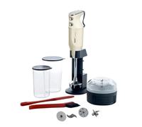 Set de batidora de mano bamix M350 MAXX - incluye soporte, 2 vasos, 4 accesorios, procesador, espátula y cepillo de limpieza, 300 W, Fabricado en Suiza, marfil/como