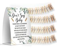 Set de bebé Don't Say - Un letrero de 5 x 7 y 50 mini pinzas para ropa, juegos de baby shower, decoración de baby shower, baby shower neutral de género - MsJb009