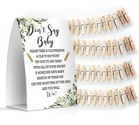Set de bebé Don't Say - Un letrero de 5 x 7 y 50 mini pinzas para ropa, juegos de baby shower, decoración de baby shower, baby shower neutral de género - MsJb011