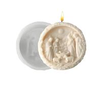 Set de belén con molde para velas: forma de escena navideña 3D, creador de jabón antiadherente, patrón detallado para manualidades navideñas | Diseño suave y flexible, liberación f