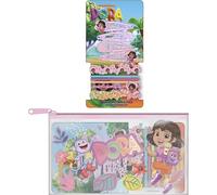 Set de belleza accesorios Dora la Exploradora | Kit con pinzas, ligas y scrunchies en estuche con cierre | Accesorios coloridos para el cabello infantil