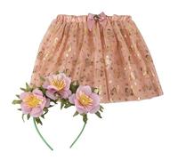 Set de belleza accesorios fantasía Moana | Falda infantil color coral con moño y diadema decorativa | Disfraz tropical para niñas con diseño de Disney