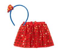 Set de belleza accesorios fantasía Superman | Falda roja con moño y diadema de superheroína | Disfraz infantil para niñas fanáticas de DC Comics