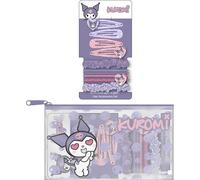 Set de belleza accesorios Kuromi | Kit infantil con estuche, pinzas, ligas y scrunchies | Accesorios para peinado con diseño de Kuromi