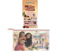 Set de belleza accesorios Moana | Kit infantil con pinzas, ligas y scrunchies en estuche | Accesorios para el cabello con diseño tropical Disney