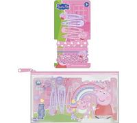 Set de belleza accesorios Peppa Pig | Estuche con pinzas, ligas y scrunchies para niñas | Kit infantil con diseño rosa brillante de Peppa y George