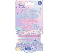 Set de belleza accesorios Stitch Disney | Pinzas, ligas y coleteros en tonos pastel | Kit de accesorios infantiles para el pelo con personaje clásico Disney