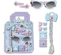 Set de belleza bolsito gafas Frozen | Kit de accesorios infantiles con corona, gafas de sol, trenza y pinzas | Accesorios para el cabello con diseño Elsa y Anna Disney