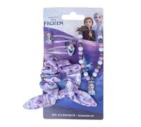 Set de Belleza de Frozen - Incluye 1 Coletero de Tela, 2 Horquillas y 1 Collar - Multicolor - Multicomposición - Diseño Inspirado en Elsa y Olaf - Producto Original Diseñado en España