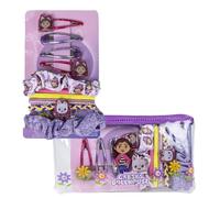 Artesanía Cerdá Set de belleza Gabby's Dollhouse-2 coleteros tela, 4 horquillas y neceser-Multicolor