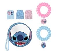 Set de Belleza de Stitch - Incluye un Bolsito, 3 Pinzas para el pelo y 2 Pulseras - Multicolor - Ideal para sorprender a tus peques - Clip con Stitch y Angel - Producto Original Diseñado en España