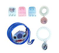 Set de Belleza de Stitch - Incluye un Bolsito, 3 Pinzas para el pelo y 2 Pulseras - Multicolor - Ideal para sorprender a tus peques - Clip con Stitch y Angel - Producto Original Diseñado en España
