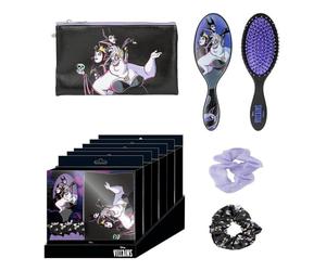 Set de Belleza de Villanas de Disney - Color Negro - Conjunto Completo - Incluye Cepillo de Pelo, 2 Coleteros y Estuche - Producto Original