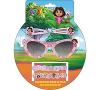 ARTESANÍA CERDÁ – Set belleza Dora la Exploradora – gafas de sol, clips y gomas infantiles