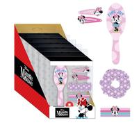 Set de Belleza Infantil de Minnie - Multicolor - Ideal para sorprender a tus peques - Incluye 1 Coletero de Tela, 4 coleteros, Cepillo y 2 Pinzas para el Pelo - Producto Original Diseñado en España
