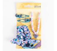 Set de Belleza Infantil de Stitch - Incluye Coleteros, Horquillas y Gomas para el Pelo - Accesorios para Niñas Color Azul y Lila - Producto Oficial Disney