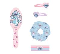 Set de Belleza Infantil de Stitch - Multicolor - Ideal para sorprender a tus peques - Incluye 1 Coletero de Tela, 4 coleteros, Cepillo y 2 Pinzas para el Pelo - Producto Original Diseñado en España