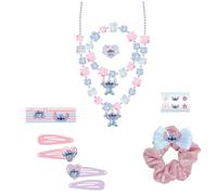 Set de Belleza Infantil de Stitch - Multicolor - Incluye 6 Coleteros, 1 Coletero de Tela, 4 Pinzas para el Pelo, 2 Collares, un anillo y pegatinas - Producto Original Diseñado en España
