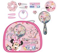 Set de belleza para niñas con accesorios de pelo Minnie Mouse - Neceser con espejo, coleteros, horquillas y pulsera infantil - Juego completo para peinarse y jugar con diseño oficial Disney