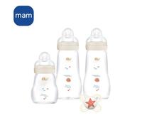 Set De Biberones De Vidrio Para Recién Nacido Mam: 1x170 Ml + 2x260 Ml Con Tetina Skinsoft™ Y Chupete 0+ Meses, Aptos Para Calentar, Esterilizar Y Lavavajillas