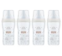 Set de biberones Perfect Match de NUK | +3 meses | Se adapta al paladar del bebé | Control de temperatura | Ventilación anticólico | 260 ml | Sin BPA | Tetina de silicona mediana | Arcoíris | 4 uds.