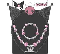 Set de bisutería Hello Kitty con diadema, collar y pulsera de cuentas en tonos rosas y perlados | Accesorios infantiles oficiales para niñas +3 años con diseño kawaii y empaque de regalo