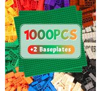 Set De Bloques De Construcción Con 1000 Piezas Y 2 Placas Base - Compatible Con Otros Sistemas, 14 Colores, 19 Formas, Juguete De Construcción Para Niños A Partir De 6 Años, Building Blocks (Mixtos).