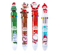 Set De Bolígrafos De Gel,Invierno Navideño 4 Piezas,Bolígrafos De Escritura 10 Colores Santa Snowman - Para Dibujo Firma Diario Notas Scrapbooking Para Niños Niñas