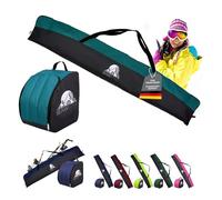 Set de Bolsas de Esquí Rawstyle, 160 cm o 180 cm, Negro-Turquesa, Impermeable, Tela Cordura, Combo de Bolsa para Botas de Esquí y Funda