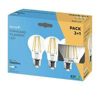 Set de bombillas LED Filamento (E27, Blanco cálido, 1.050 lm, 8 W, 3 ud.)