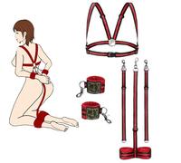 Set de bondage rojo con esposas y cuerda - Kit BDSM para parejas, accesorios eróticos para juegos de rol y momentos intensos, esposas suaves con cuerda para experiencias sensuales y excitantes
