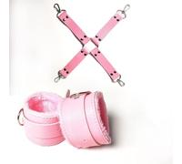 Set de bondage sexual BDSM con esposas y correas para piernas, esposas,y juego de ataduras suaves, juguetes sexuales portátiles para parejas, kit de ataduras unisex (rosa)