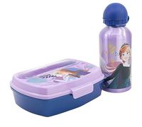 Set de botella de aluminio de 400 ml y fiambrera con cubiertos de Frozen